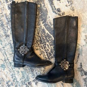 Tory Burch Black Leather Riding Boots